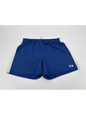 Under Armour Womens Large Shorts Blue Threadborne Match Soccer Gym Athletic 5"